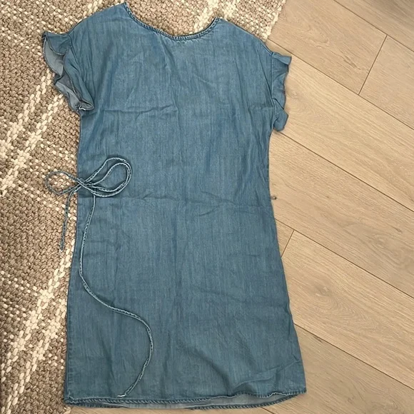 beach lunch lounge denim dress Beachlunchlounge Amie Convertible Neck Cotton Dress - Denim Wash